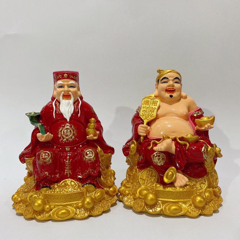 Bộ Tượng 2 Ông Thần Tài Và Thổ Địa Cao 14cm Ngồi Chéo Chân 7