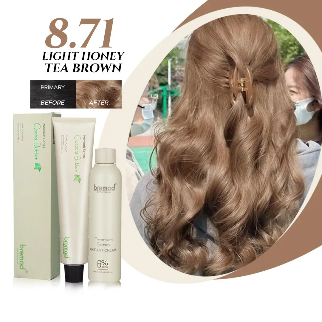 Bremod Premium Series Cocoa Butter Hair Color Cream 8.71 Light