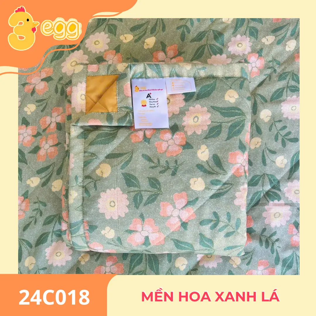 Mền hoa xanh lá- Kích thước 2mx2m 100% cotton