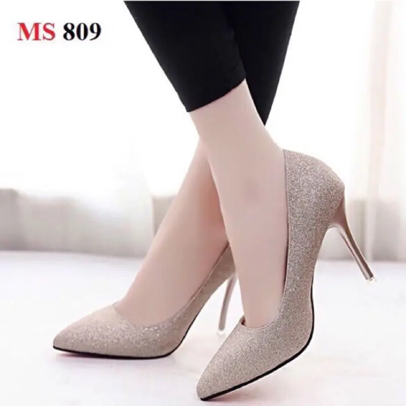 Giày cao gót nhọn 7 phân bít mũi kim tuyến 4
