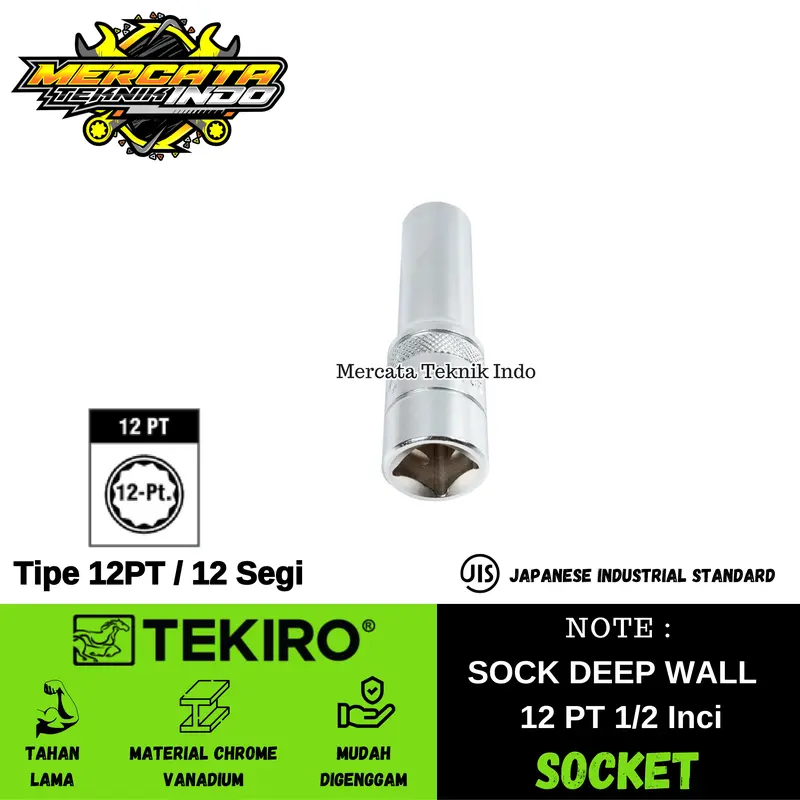 TEKIRO Kunci Shock Deep Wall Ukuran 8 - 32 MM 1/2 Inci 12 PT Original 1