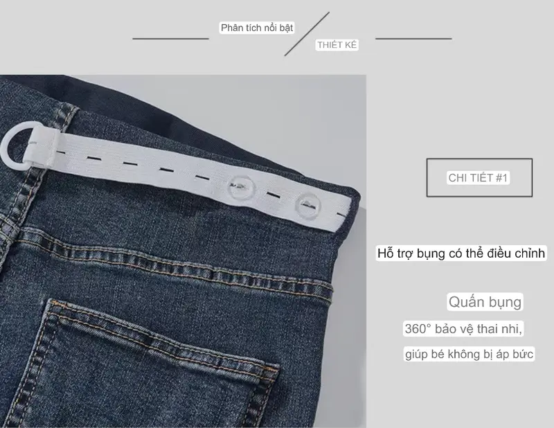 Quần jeans bầu ống loe dáng dài co dãn thoải mái cho mẹ bầu suốt thai kỳ Váy Bầu Đầm Bầu Kem Voi 4