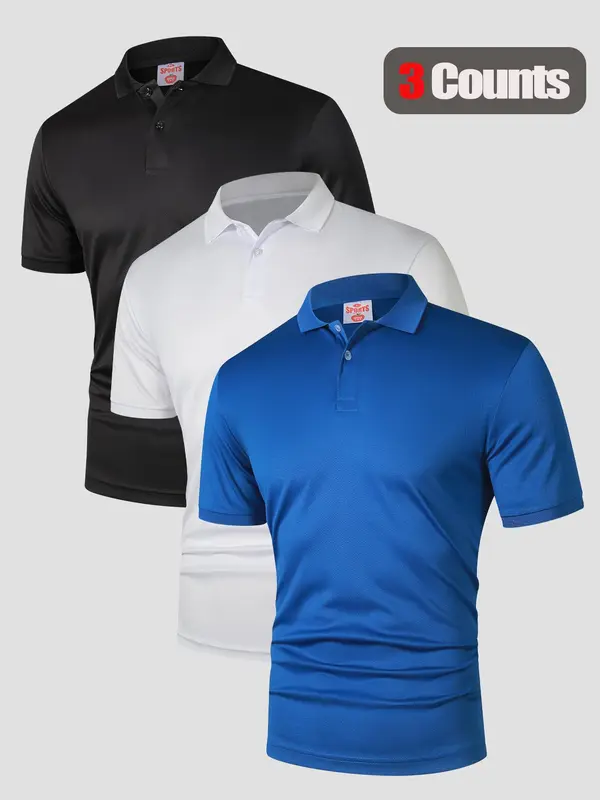 Men's Solid Color Pique Polo Shirt, Regular Fit Casual Breathable Quick Drying Short Sleeve Top for Summer, Men's Clothes for Business Work Daily Wear, Tropical 2
