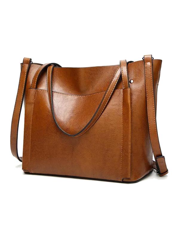 Women's Solid Color Large Capacity Tote Bag, Fashionable Shoulder Bag For Teen Girl, Women, College Student, Rookies & White-collar Workers Perfect For Office, College, Work, Business, Commute 6