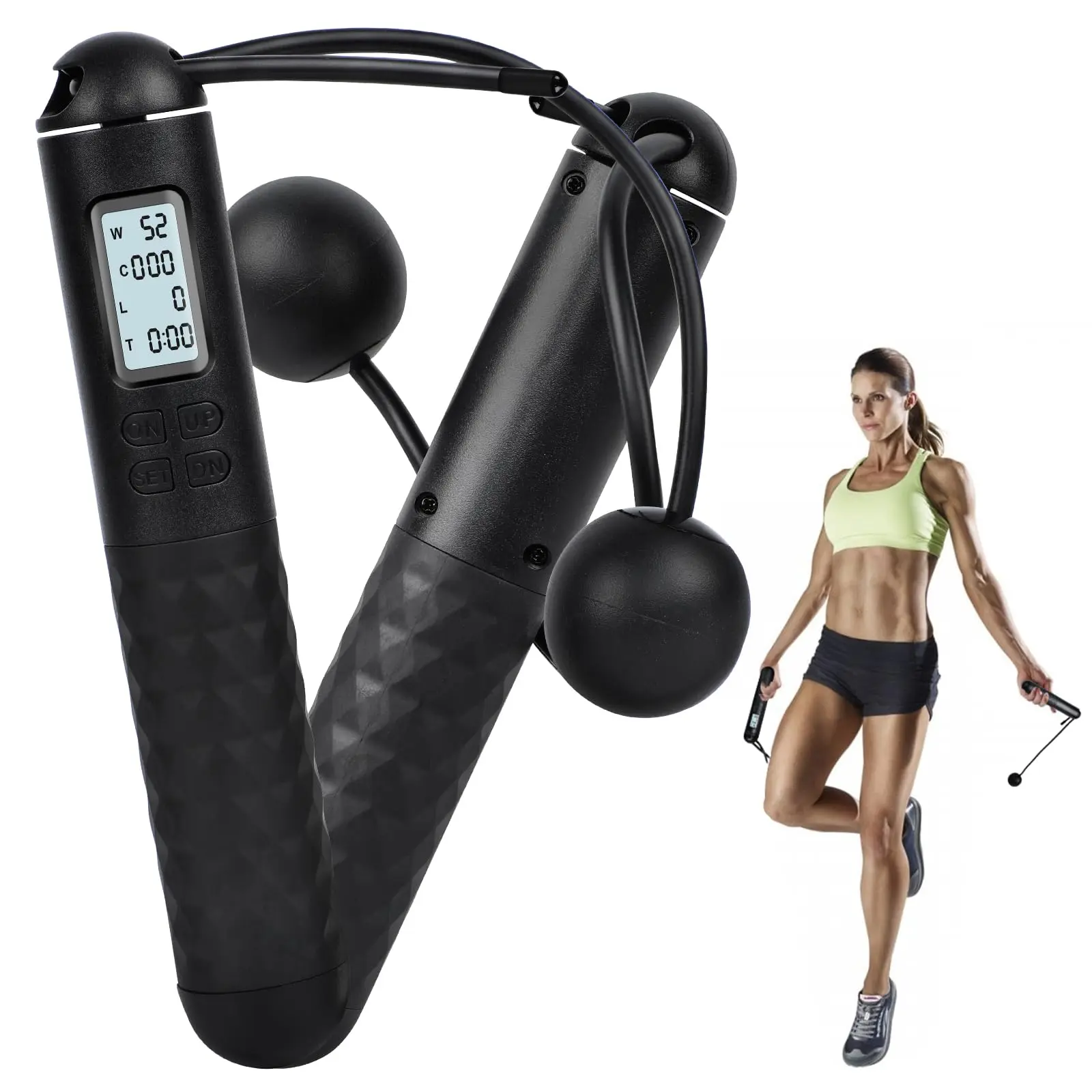 Smart Counting Skipping Rope, Wireless Skipping Rope with Counting Function, Fitness Equipment for Home Workout & Aerobic Training