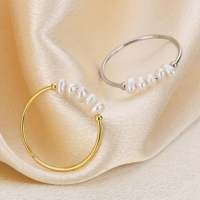 Product Introduction of Natural Freshwater Pearls Gold Color Stainless Steel Waterproof Thin Index Finger Ring for Women PVD Plated Charm Jewelry 5