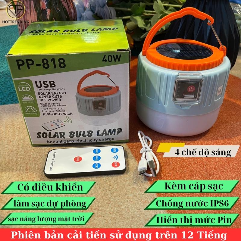 Bóng Đèn Led Tích Điện Năng Lượng Mặt Trời 40W Bản Cải Tiến Kiêm Sạc Dự Phòng Kèm Điều Khiển Từ Xa Sử Dụng Trên 12 tiếng