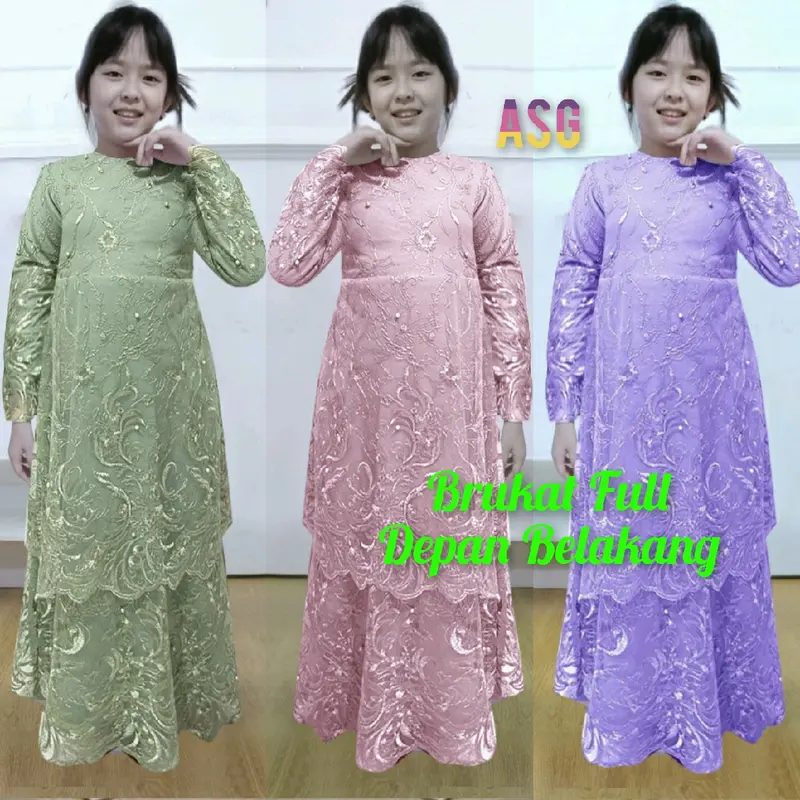 BARU Kid Sarah Gamis Couple Ibu Anak Fashion Brukat Full 2 Tingkat Premiun Dress Pesta Jumbo Seragam Kondangan Kekinian 0