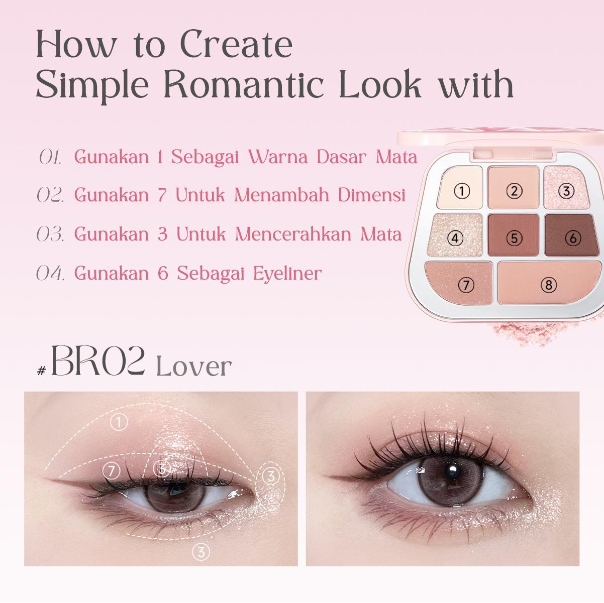 Focallure All Moments Eyeshadow Palette 8 Color Lover #BR02 – Pigmented Tahan Lama Mudah Dibaur Multi-texture Matte Shimmer Glitter FA-E09