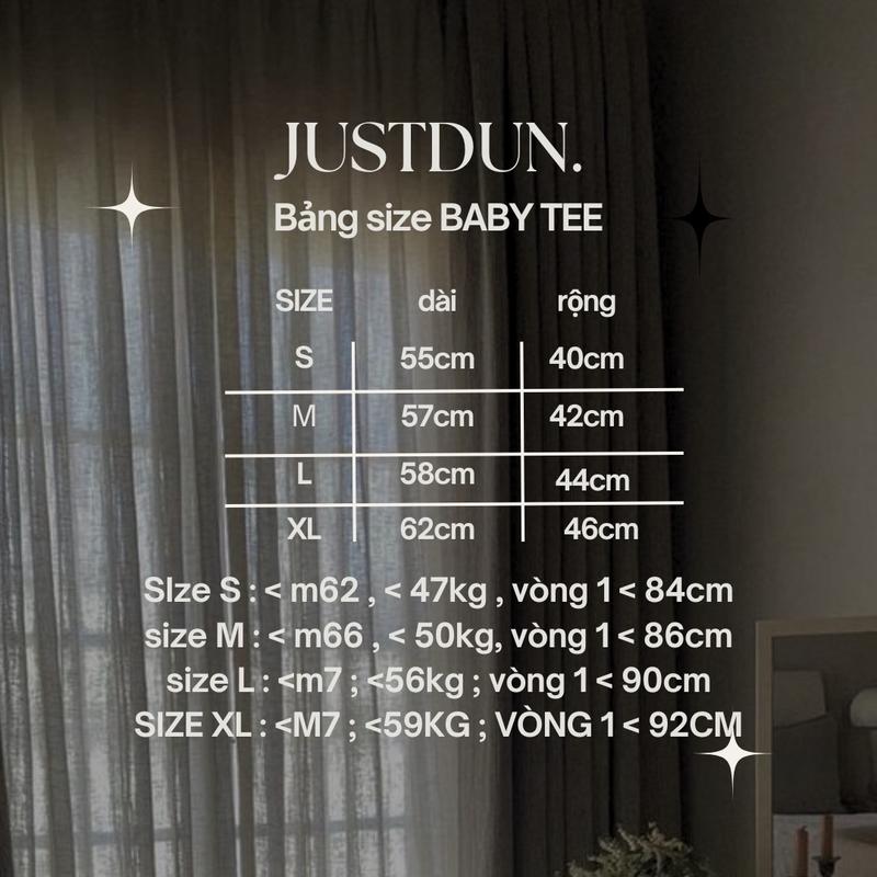 Áo Thun Nữ Baby Tee JUSTDUN B1 – Thêu “BLACK PEARL”, Chất Cotton Mềm Mịn, Co Giãn Nhẹ, Form Gọn Trẻ Trung | BigBuy360 - bigbuy360.vn