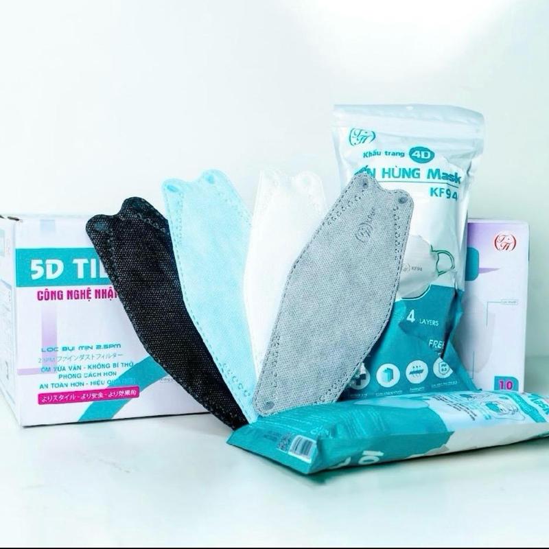 Thùng 500c Khẩu trang kf94 Tiến Hùng kháng giọt  bắn chống tia uv, kháng bụi mịn ..., polyester đen dây đen
