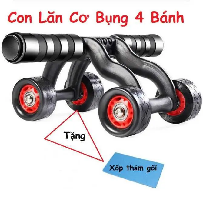 Con lăn tập thể dục tại nhà tặng kèm thảm kê chân Tập Bụng Cao Su Tập Bụng Cao Su Tập Cơ Bụng