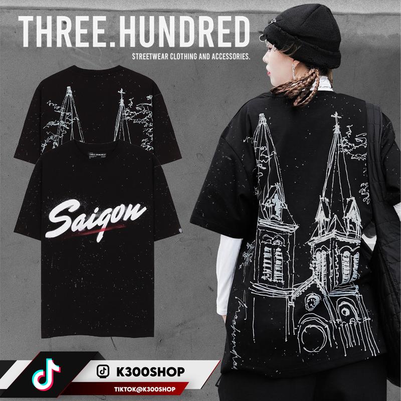 Áo Thun Saigon Màu Đen In Hình Chất Liệu 100% Cotton Thoáng Mát Form Rộng Thoải Mái