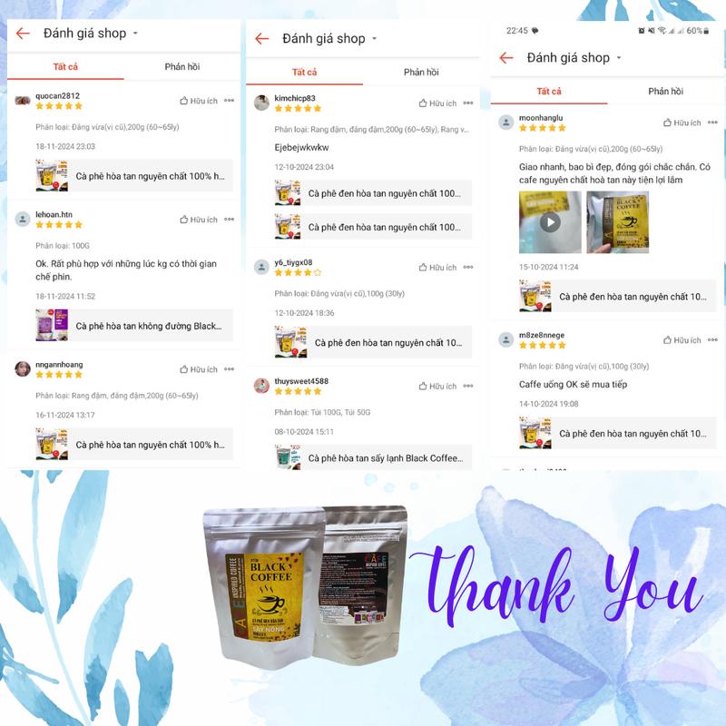 Cà phê hòa tan nguyên chất Robusta & Arabica, cafe đen hòa tan không đường Black Coffee, đắng vừa chua nhẹ 7