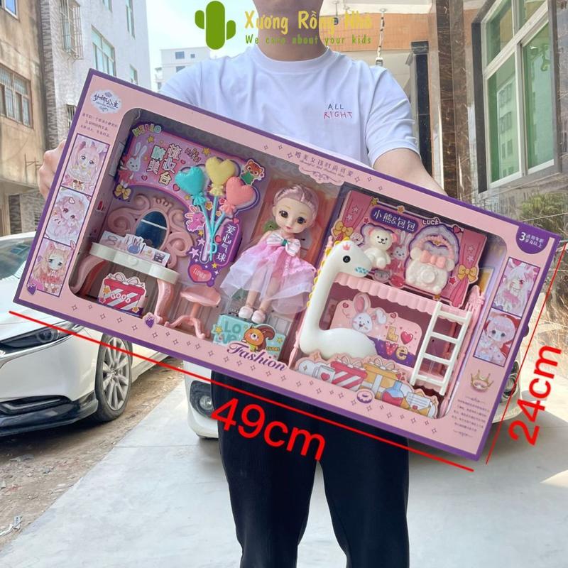 Bộ Đồ Chơi Búp Bê Hộp Lớn Kèm Bàn Trang Điểm Đầy Đủ Phụ Kiện An Toàn Cho Bé Xương Rồng Nhỏ đồ chơi cho bé gái
