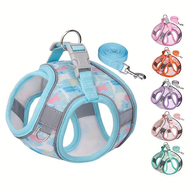Product Introduction of Reflective Comfort Mesh Dog Vest And Leash Set, Breathable Color Print, Strong Surrounding Pet Vest, Adjustable With Plastic Buckle Christmas Gift 0