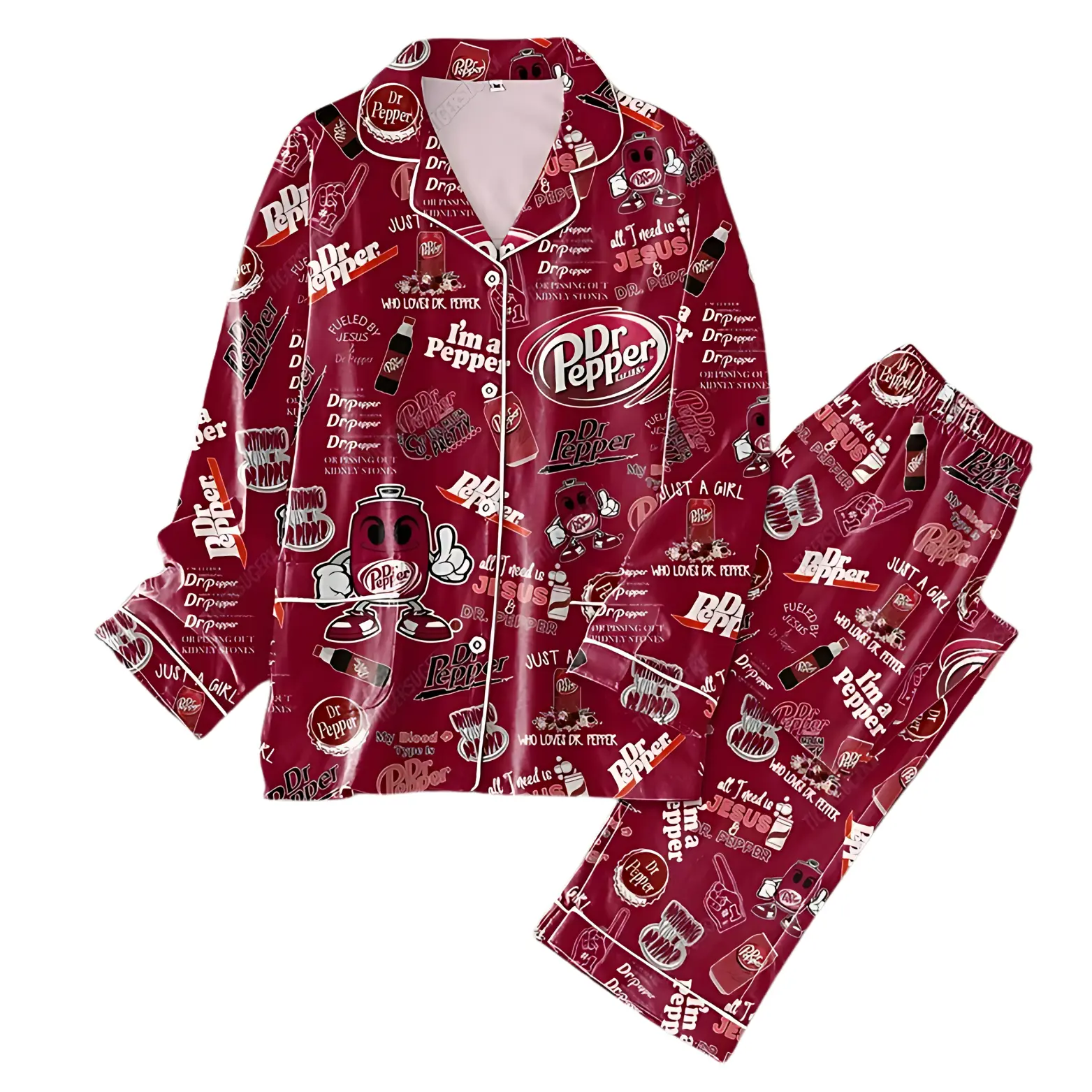 Funny Dr Pepper Pajamas - Dr.Pepper Pjs Pants, Soda Lover Pyjamas , Gift For Her, Dr. Pepper Gift, Loungewear For Party, Sleepwear Sets For Women - designer shirts women