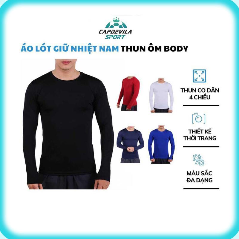 Áo Giữ Nhiệt Nam Thể Thao, Áo Lót Trong Thun Ôm Body Tay Dài Tập Gym Đá Bóng Áo Thun Sport
