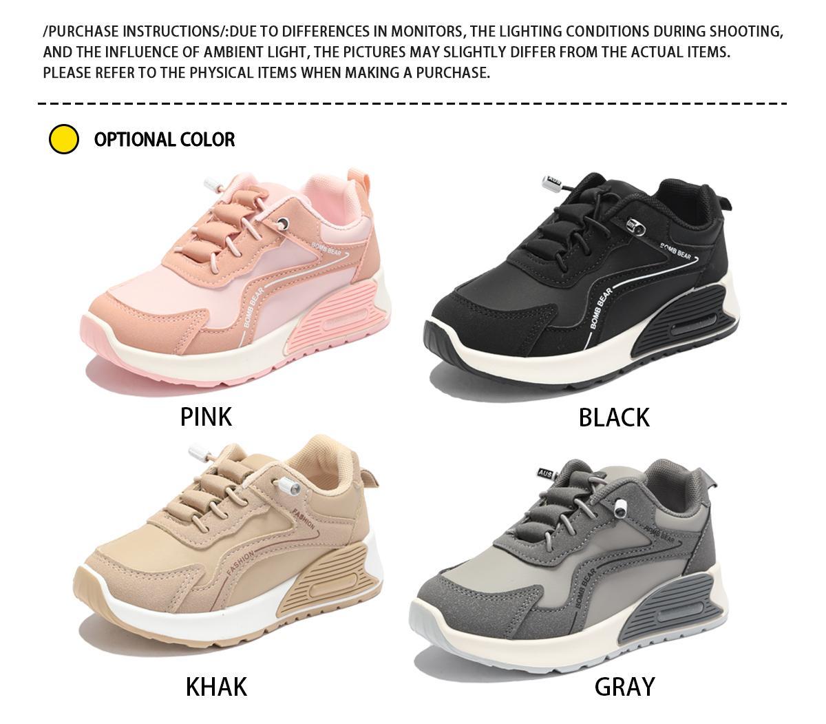 MOONBEAR ~6308~ Sepatu Sekolah Anak Dengan Fashion Sneakers Mesh Sintetis Premium, Kualitas Nyaman Lentur Ringan Desain Ergonomis untuk Aktivitas Aktif Si Kecil! warna Hitam, Pink, Khaki dan Abu dengan size 26-37