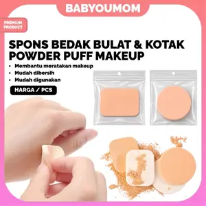1PCS Spon Make Up Wajah Bedak Tabur Beauty Spons Lembut Sponge Bulat Kotak Aksesoris Alat Makeup Berdandan Powder Puff Foundation Blender A01