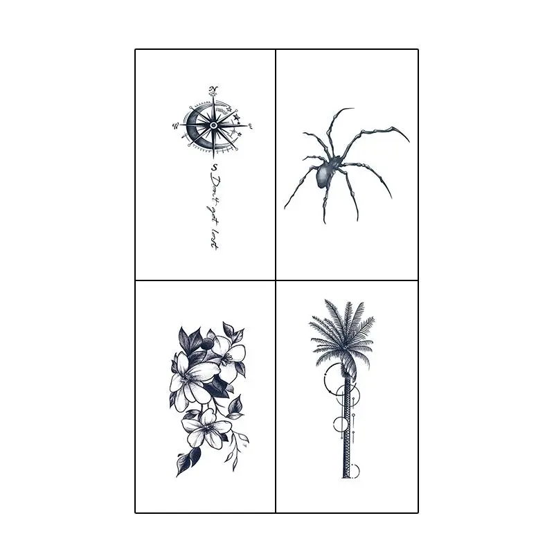 Plant Pattern Temporary Tattoo Sticker, 4 Counts Waterproof Long Lasting Fake Tattoo Sticker, Body Art Sticker for Women & Men, Christmas Gift 2