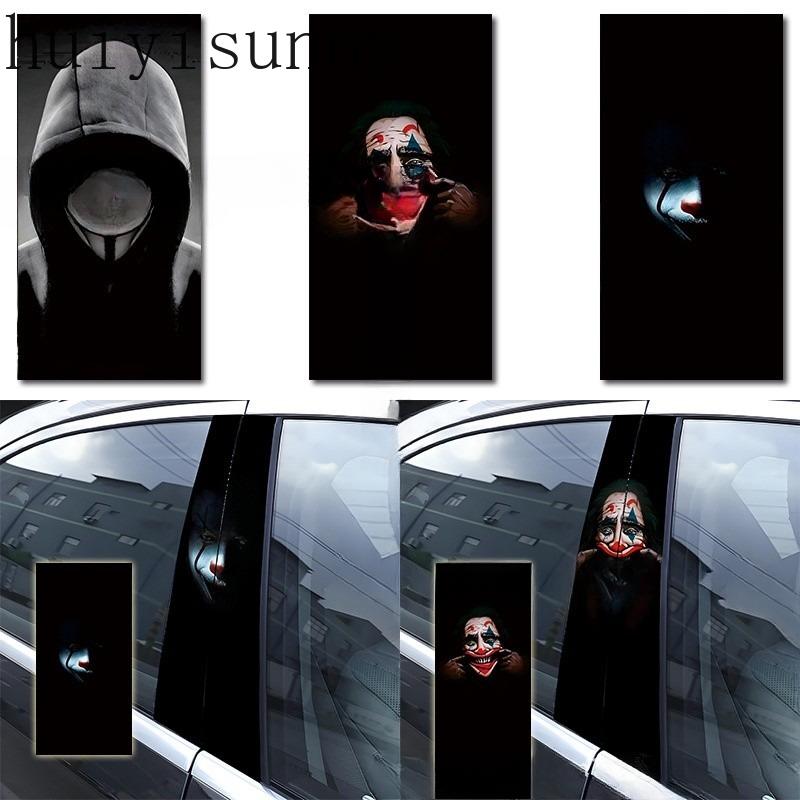 Product Introduction of Huiyisunny 2-Side Car Center Column Sticker Clown Decorative Sticker Window B Column Protective Film Halloween Personalized Modification Sticker Fashion car stickers  Car exterior decoration 13