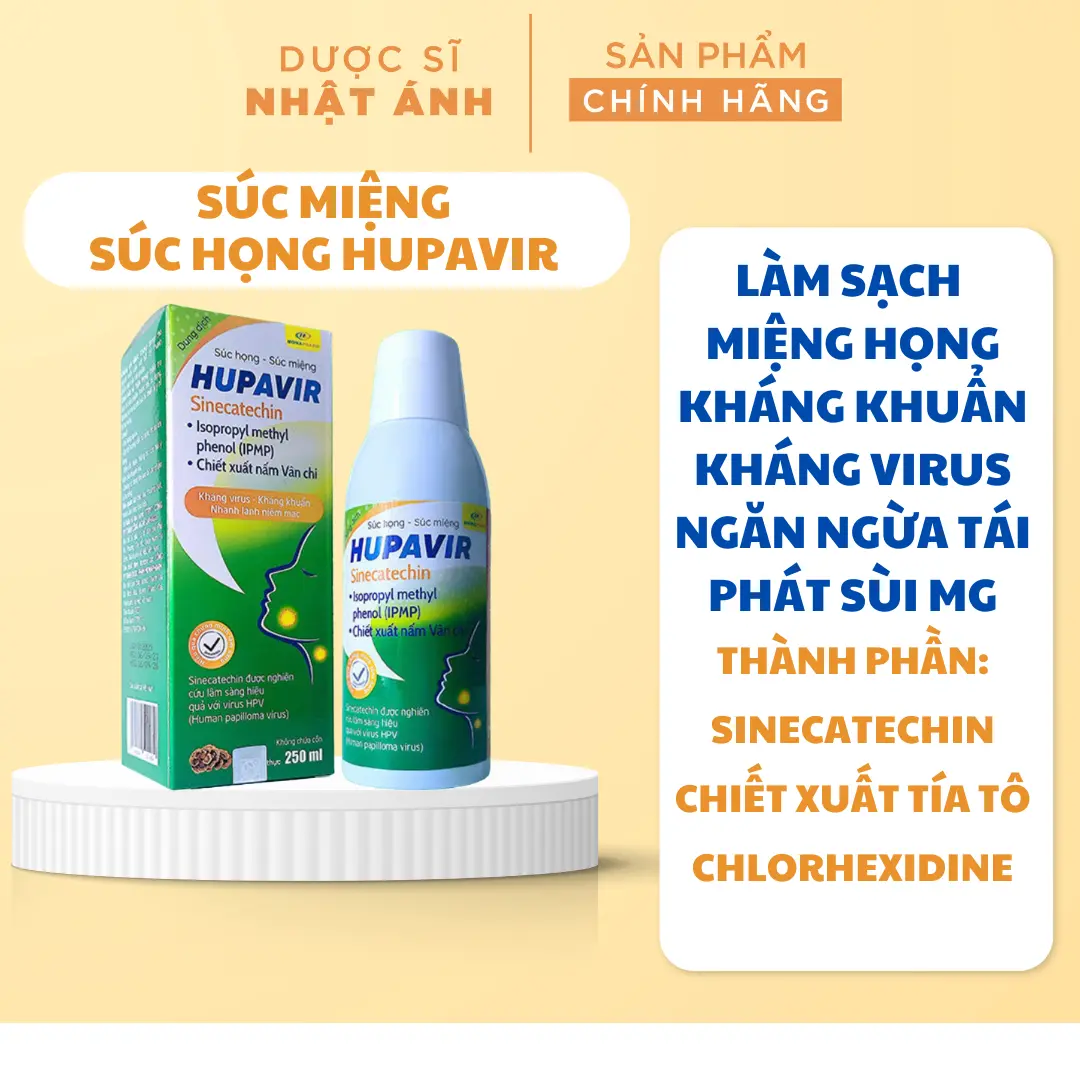 Nước súc miệng họng HUPAVIR hỗ trợ giảm sùi, hạt lympo, ngăn ngừa nhiễm HPV ở miệng - 250ml