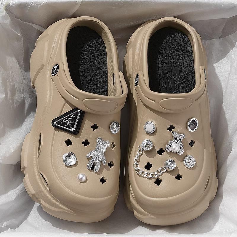 Dép sục Cross màu Nâu đế bánh mì tăng chiều cao 6cm cho Nữ tặng kèm sticker (279)- TĂNG 1 SZ