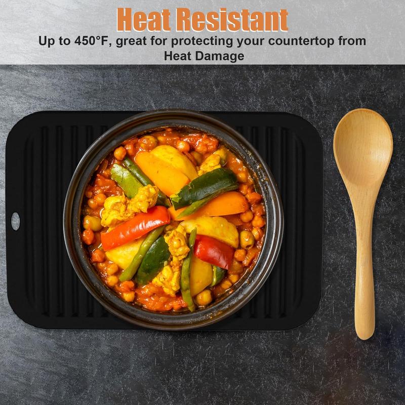 Product Introduction of Silicone Heat Resistant Mat, 2 Counts Non-slip Flexible Durable Kitchen Mat, Kitchen Accessories for Home and Outdoor Use, Coasters 2