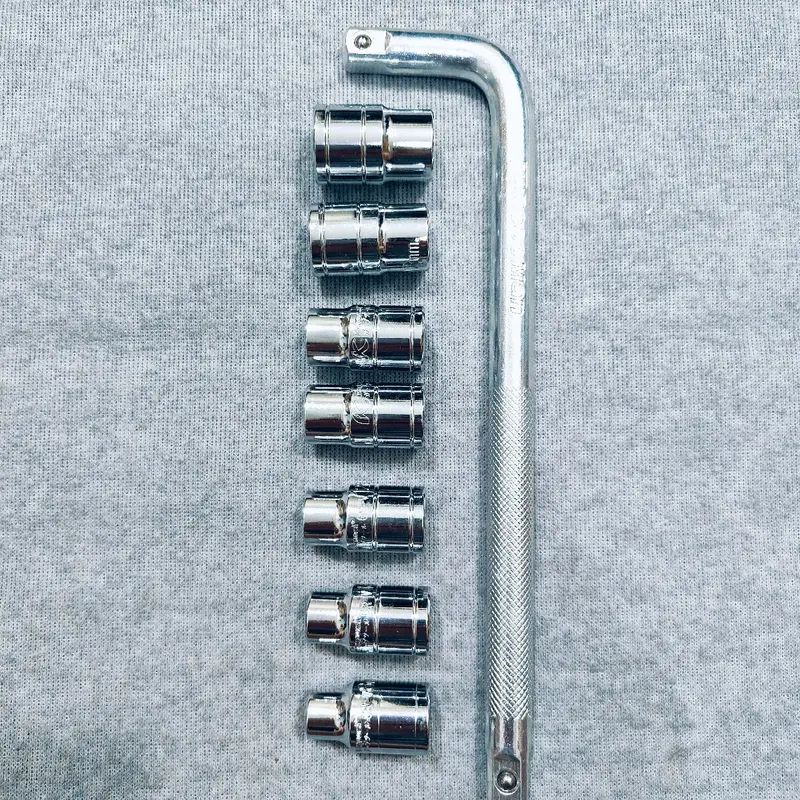 Bộ 7 đầu tuýp ngắn 8-19mm và cần cong L dùng để sửa chữa ôtô, xe máy 4