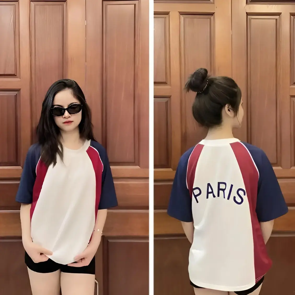 Áo Phông PARIS Phối Tay 3 Màu Siêu Hót Form Rộng Unisex Dành Cho Nam Nữ - Tay Phối Raglan Phong Cách Thể Thao Đá Bóng