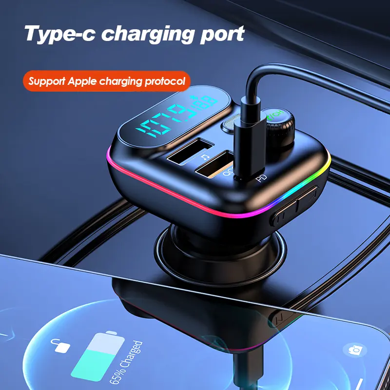 NETPAC Car Bluetooth MP3 Fast Charging Wireless Audio Receiver Car Charger LED FM&Calling Transmitter 2