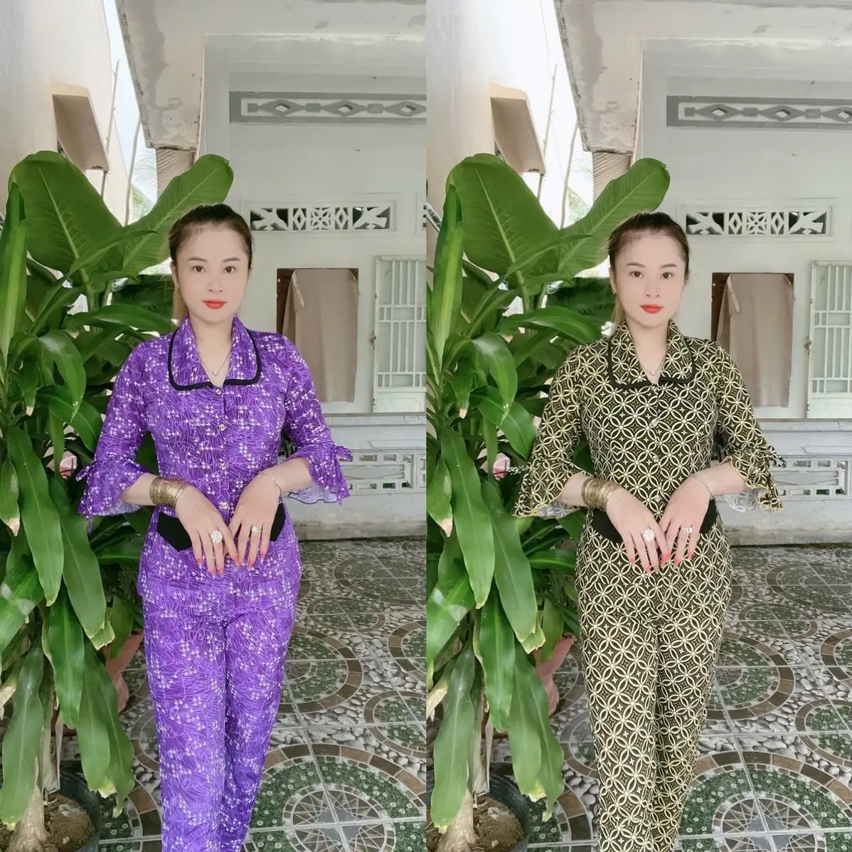 Bộ Pjgama tai le thun aty tơ quần dài ống ôm, số 1,2,3,4, Nữ