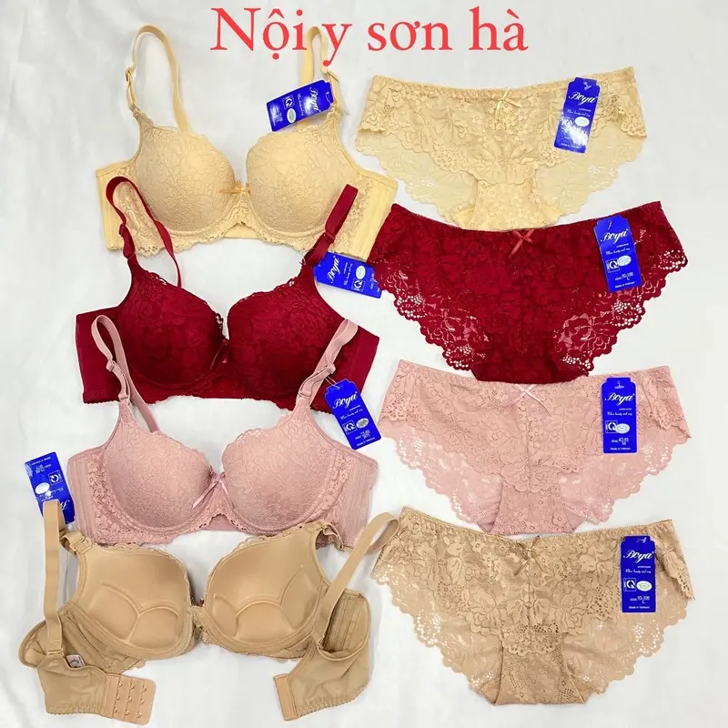 Áo boya nguyên sét ren 3móc mã(003L)mút mỏng 0.5-1cm. Nâng V1 tạo khe che khuyết điểm. Áo dành cho các bạn nào có vòng 1 to chảy xệ. Chất ren mềm mại quần có size M.L.XL 1
