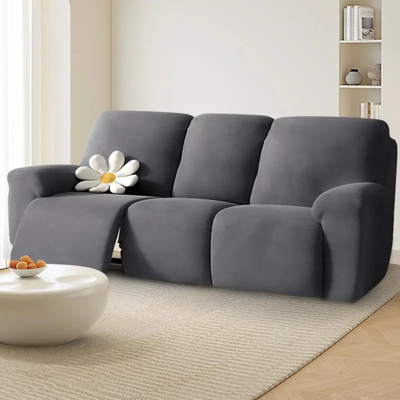 Solid Color Sofa Cover, 1 Set 1/2/3/4 Seater Sofa Slipcover with Side Pocket, Soft & Durable Sofa Cover for Home Decor【Only Sofa Cover】 0