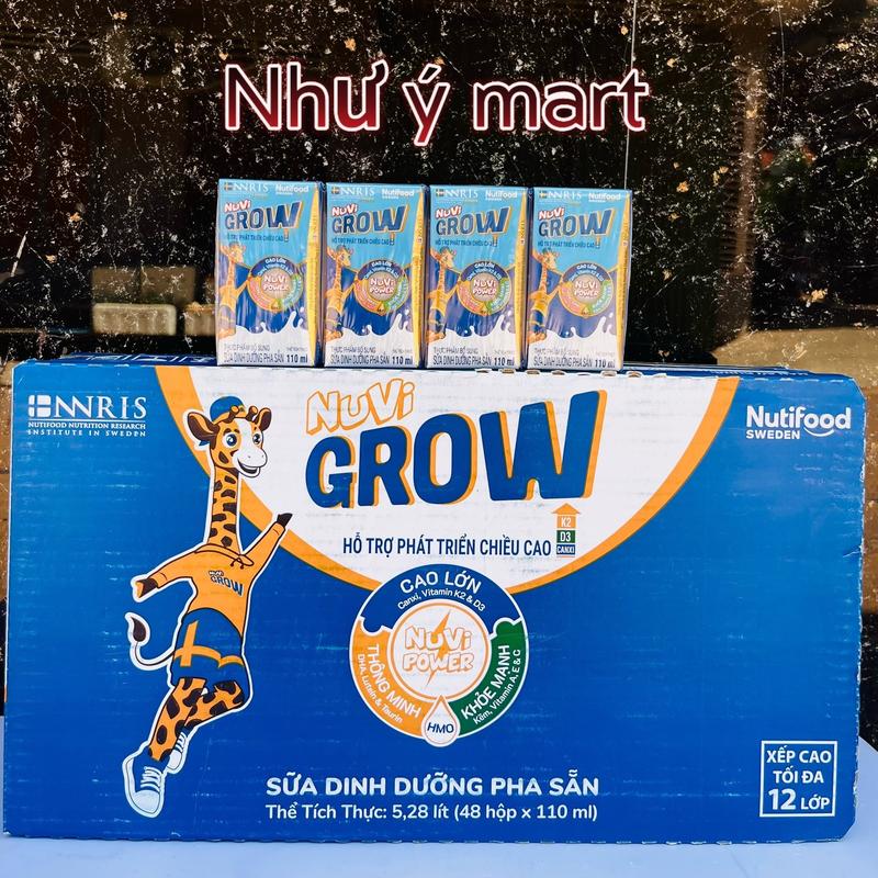 (Thùng 48 hộp) sữa pha sẵn nuvi grow hộp 110ml nutifood cho bé