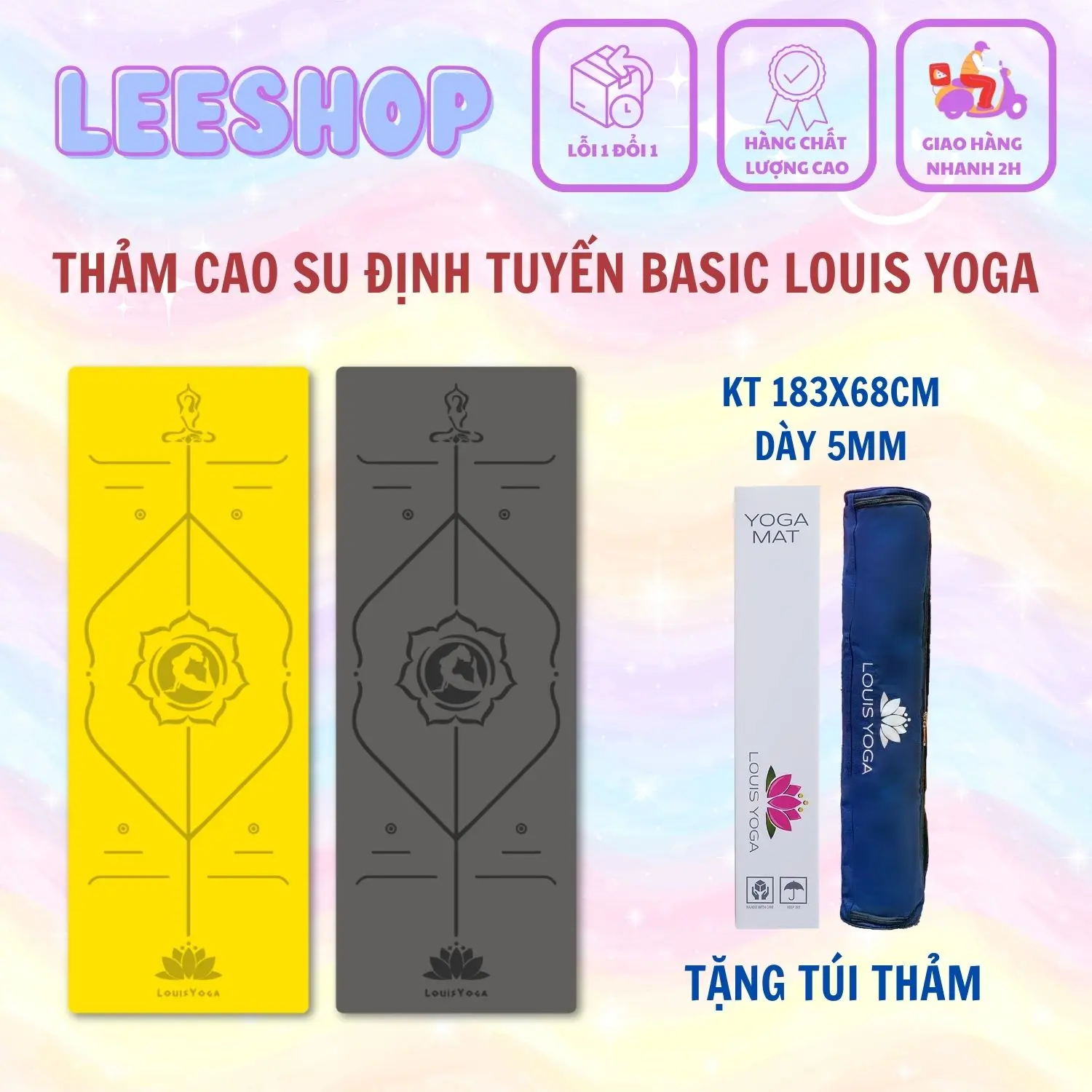 THẢM TẬP YOGA - PHIÊN BẢN BASIC - HÃNG LOUIS YOGA - CHẤT LIỆU CAO SU CHỐNG THẤM, TRƠN, TRƯỢT - #LEEQUEEN