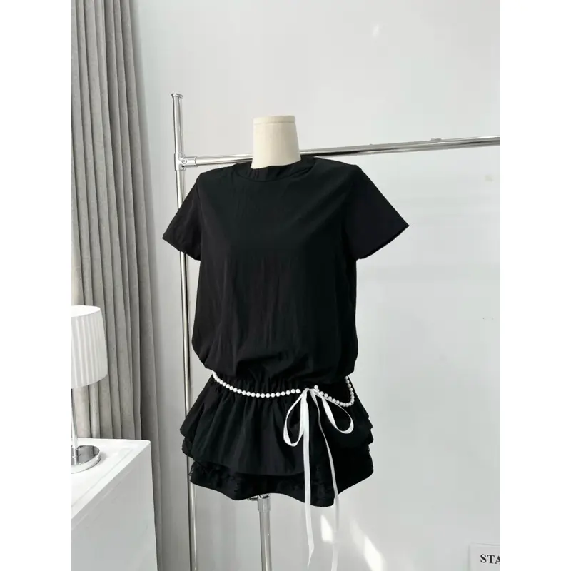 [TẶNG KÈM QUẦN] Set bộ jumpsuit gió su chân váy phối ren kèm dây ngọc sang chảnh HB702 Nữ Áo Women 7