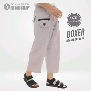 Celana Sirwal Pria Dewasa dan Remaja Boxer Katun Drill Premium Pangsi Sholat Muslim Cingkrang Tebal