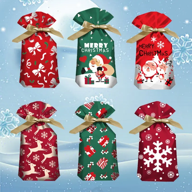 Túi Quà Giáng Sinh, Ông Già Noel, Bông Tuyết, Kẹo, Bánh Quy, Túi Đóng Gói Đồ Ăn Nhẹ, Giáng Sinh, Năm Mới, Đồ Dùng Trang Trí Tiệc, Quà Tặng Trẻ Em