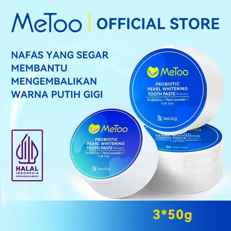 [gigi putih][1Pcs/2Pcs / 3Pcs] MeToo Teeth Whitening Powder 2/3Jar / Whitening Tooth Powder / Probiotik / Pemutih Gigi Mutiara 50g / pembersih karang gigi / menghilangkan kalkulus gigi / memperbaiki gigi kuning / menghilangkan bau mulut Memutihkan gigi