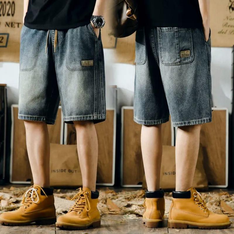 Quần Short Denim, Phong Cách Thường Ngày Mỹ, Quần Mùa Hè Cho Nam, Thiết Kế Ins, Túi Lớn, Ngoại Cỡ, Dáng Rộng Vừa Vặn, Có Thể Mặc Ngoài Trời, Quần Soóc Nam Menswear Jean 5