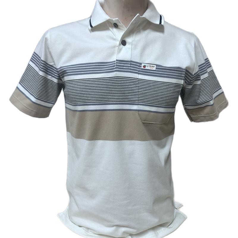 Áo thun nam sọc trung niên cotton có túi