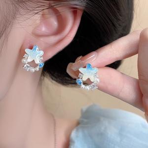 ต่างหูสไตล์ทะเลสีฟ้า มาใหม่ หวานและสง่างาม ต่างหูเบาและสไตล์สาวสดใส ต่างหูสไตล์ฤดูร้อน ดีไซน์เฉพาะ เครื่อง  ประดับ  ผู้หญิง