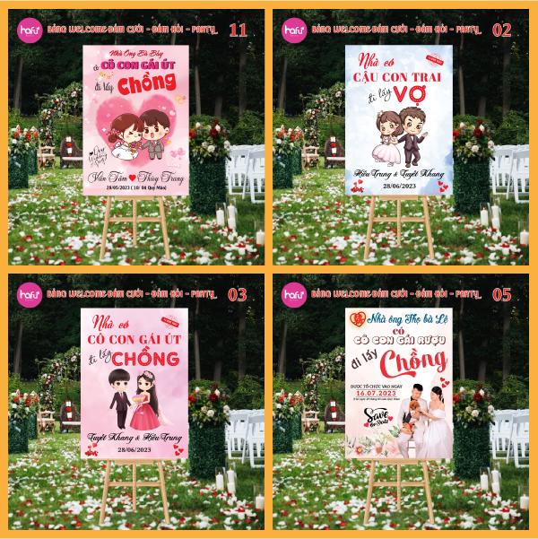 BẢNG WELCOME HÌNH CHỮ NHẬT ĐÁM CƯỚI - ĐÁM HỎI - SINH NHẬT DÀY 5mm HAFU HOUSE [01-17]