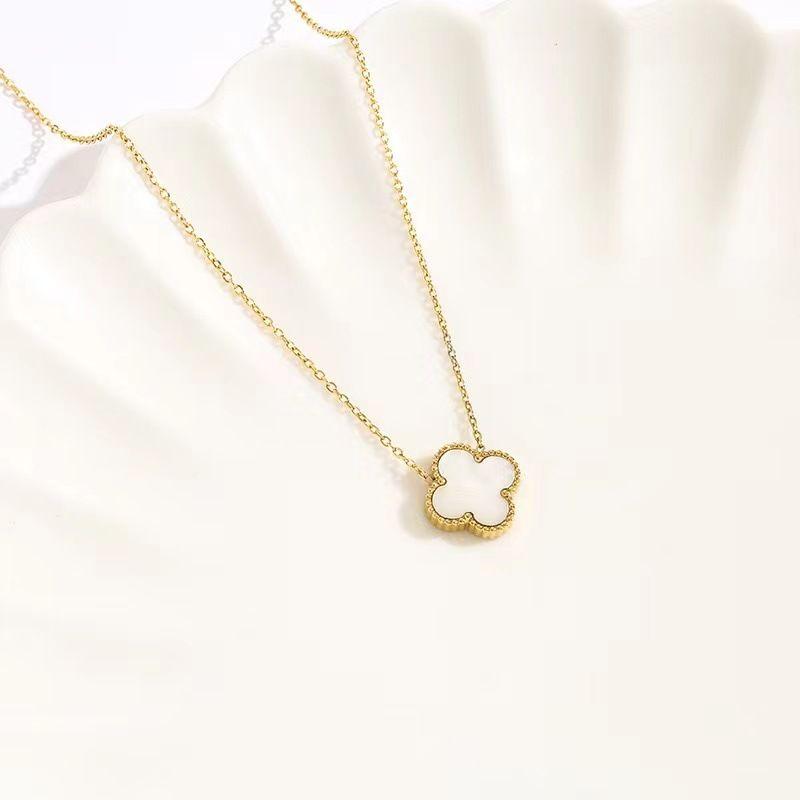 Product Introduction of สร้อยคอฟางดอกไม้สี่ใบ เรียบง่าย ทันสมัย ขายดี ไม่ซีดจาง ทำจากเหล็กไททาเนียม หรูหรา เหมาะสำหรับเป็นของขวัญสำหรับเด็กผู้หญิงและผู้หญิง ราคาไม่แพง สไตล์หวาน 15
