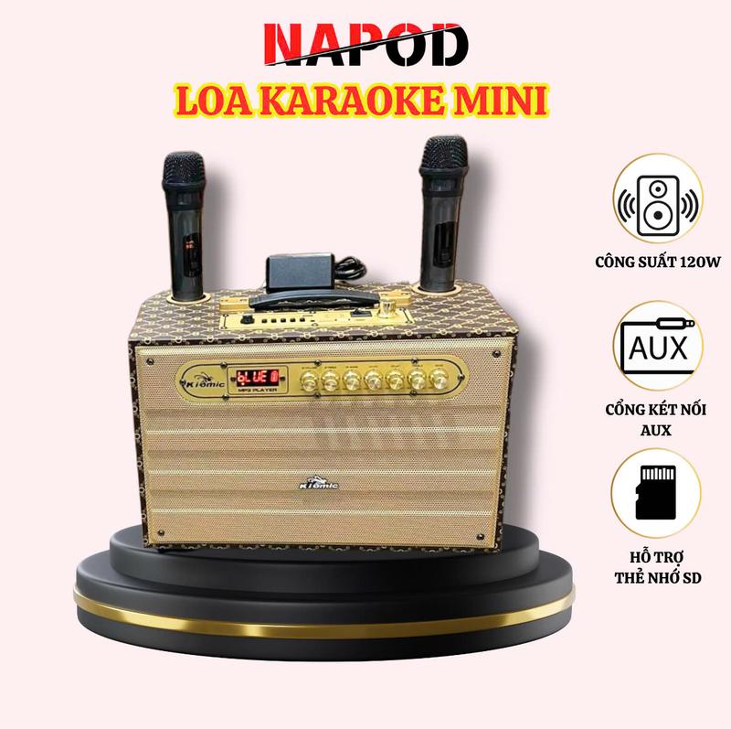 Loa Karaoke Bluetooth NAPOD K9 120W Di Động Xách Tay Nghe Nhạc 2 Bo mạch Bass 20 Micro Không Dây Chống Hú