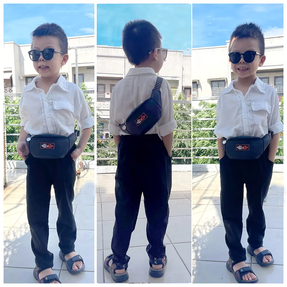 Túi Đeo Chéo Dành Cho Bé Trai Từ 3 Đến 6 Tuổi Màu Đen Chống Thấm Nước