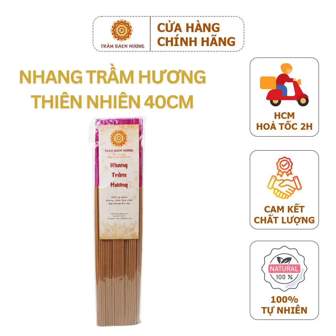 Nhang Trầm Bách Hương Thiên Nhiên 250 gram - 40 cm - Dầu thơm phòng