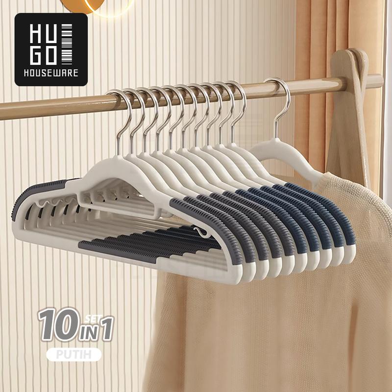 Product Introduction of Gantungan Baju Anti Slip Isi 10 Pcs Hanger Gantungan Baju Dewasa Hanger dengan Karet Tebal 16